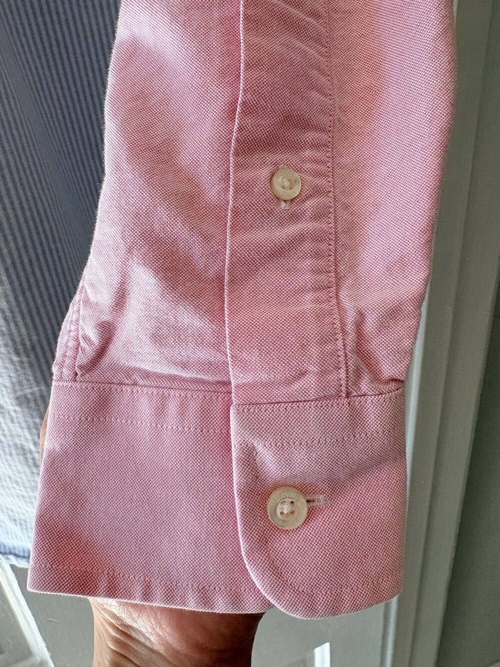 Vineyard Vines Shirt Mens Medium Blue Pink Tucker Slim Pastel Color Block Oxford - Picture 4 of 11